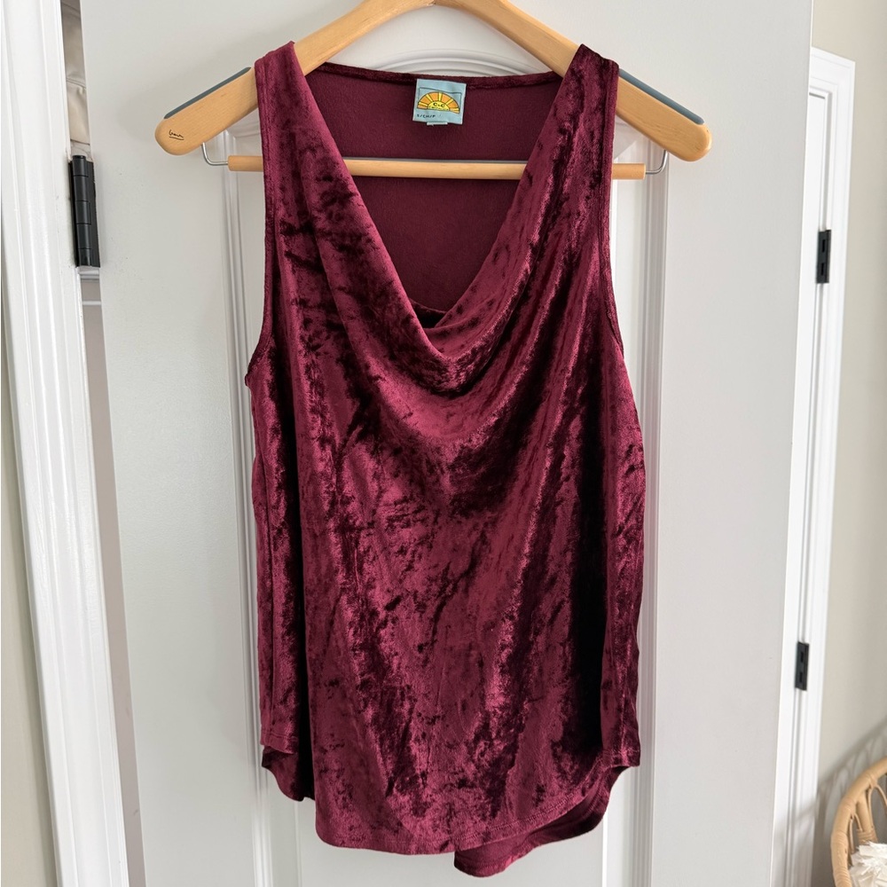 C&C California Velvet Wine Burgundy Sleeveless Tank Top